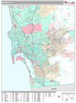 San Diego Wall Map Premium Style